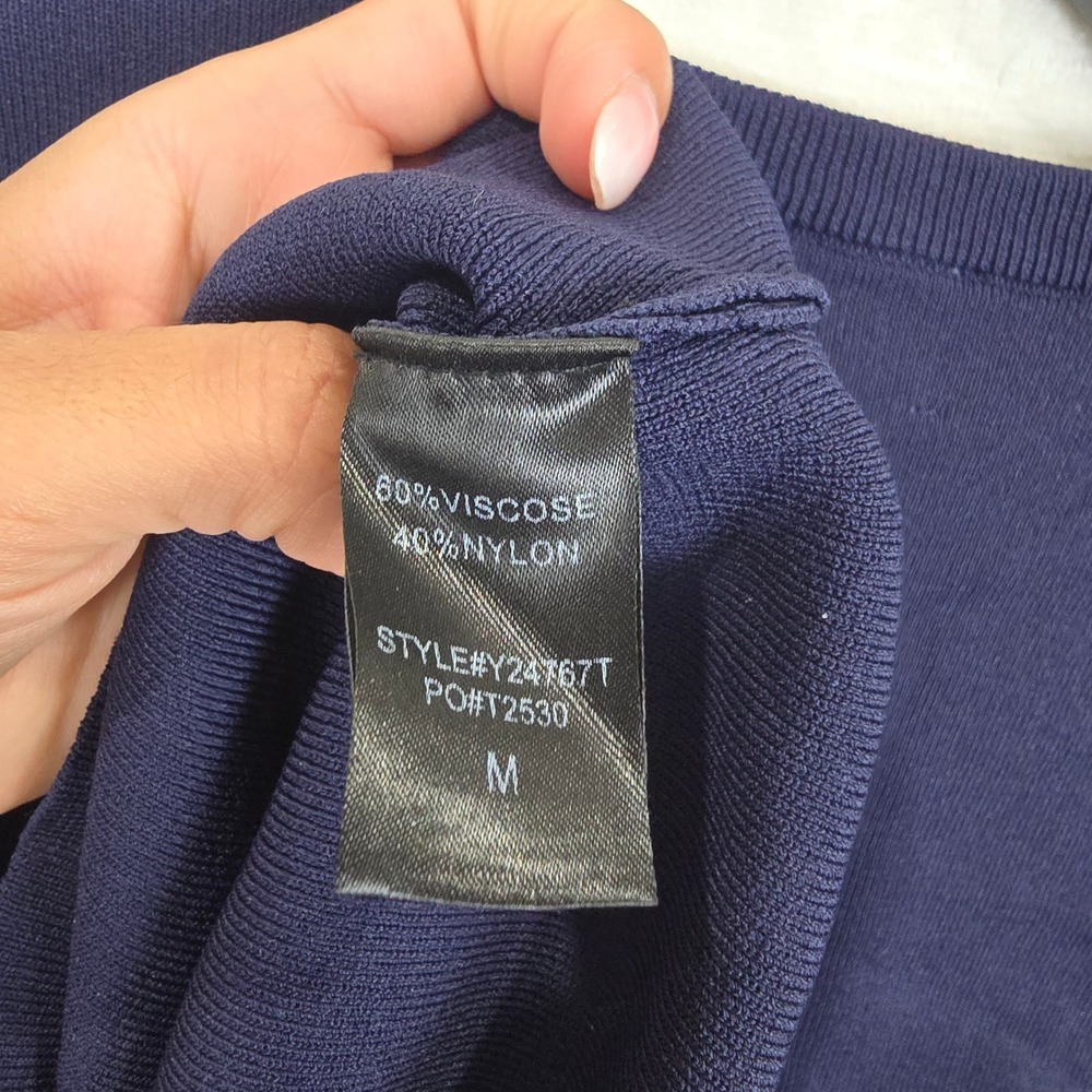 Pomander Place Navy Jessica Knit Dress Gold Button Pockets Size Medium Y24767T - Picture 7 of 9